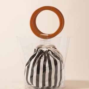 PVC Clear Bucket Bag with Striped Pouch